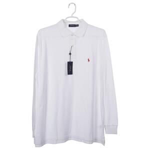 NWT Polo Ralph Lauren Iconic Mesh Polo Shirt XLT White Cotton Pony Long Sleeve